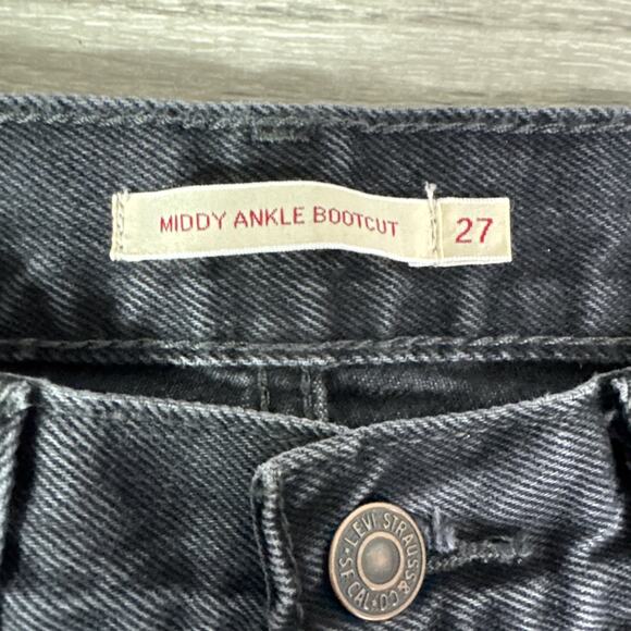 Levi's 100% Cotton Middy Ankle Bootcut Denim Jeans Black sz 27 - Picture 4 of 8